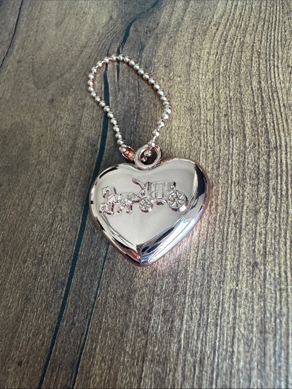 Rose Gold COACH Heart Keychain Purse Charm